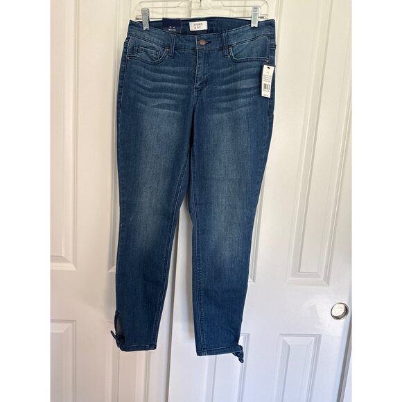 CROWN AND IVY sz 6 NEW Knot Hem Skinny Denim Jeans Sapphire Wash Signature - Picture 2 of 7